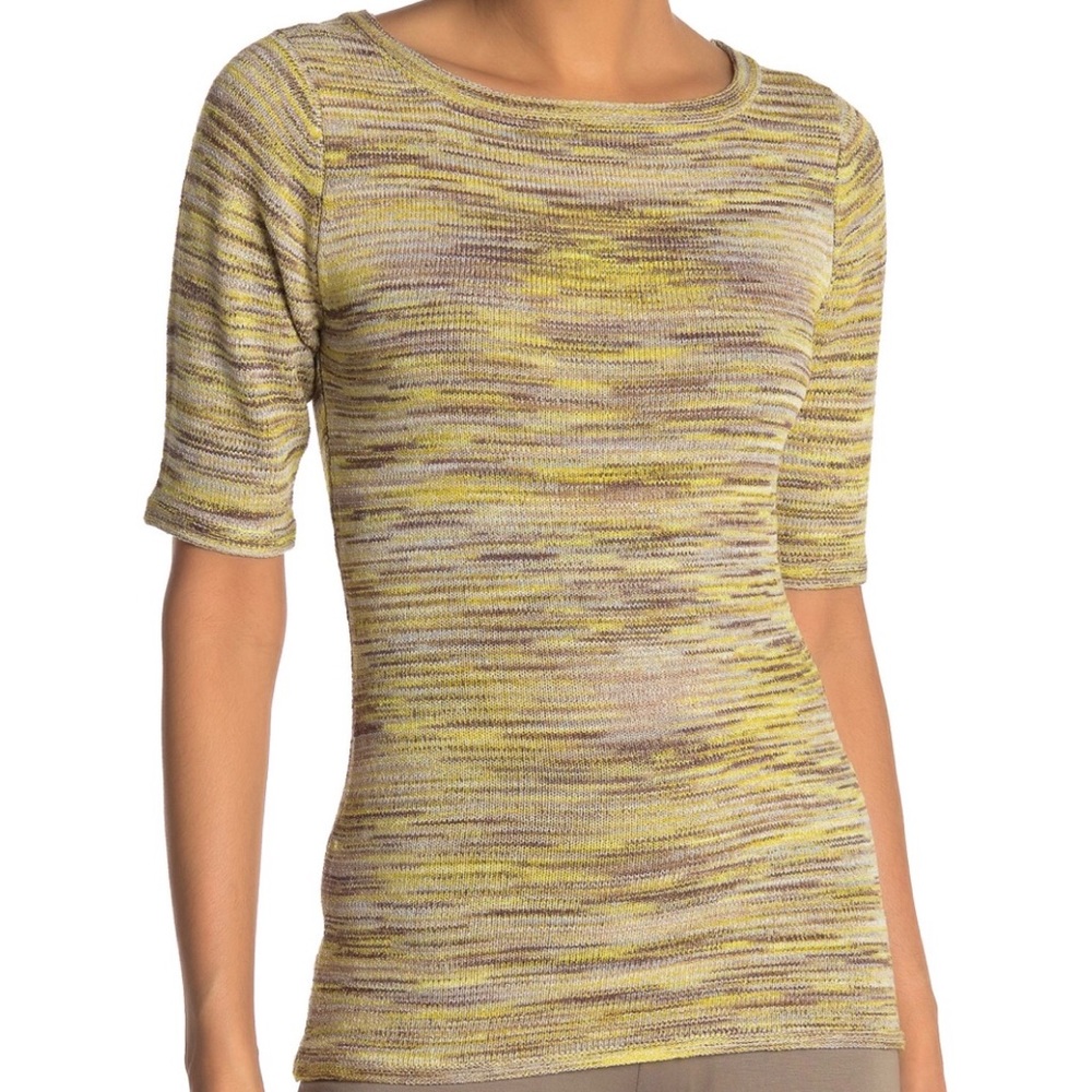 Vertigo Space Dye Elbow Length Sleeve Top